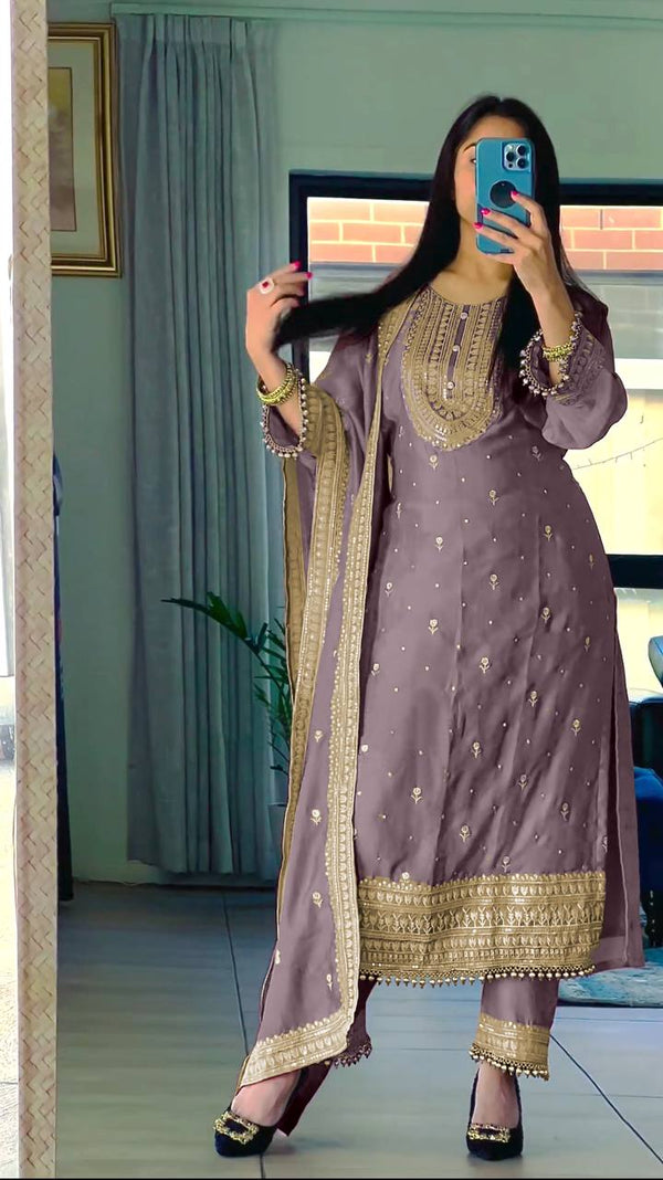 Elegant Designer Collection in Heavy Chinnon Silk and Embroidery Sequence Work