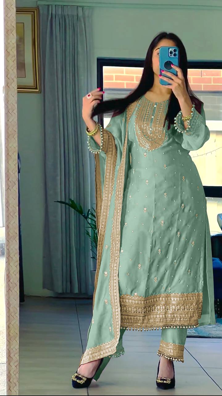 Elegant Designer Collection in Heavy Chinnon Silk and Embroidery Sequence Work