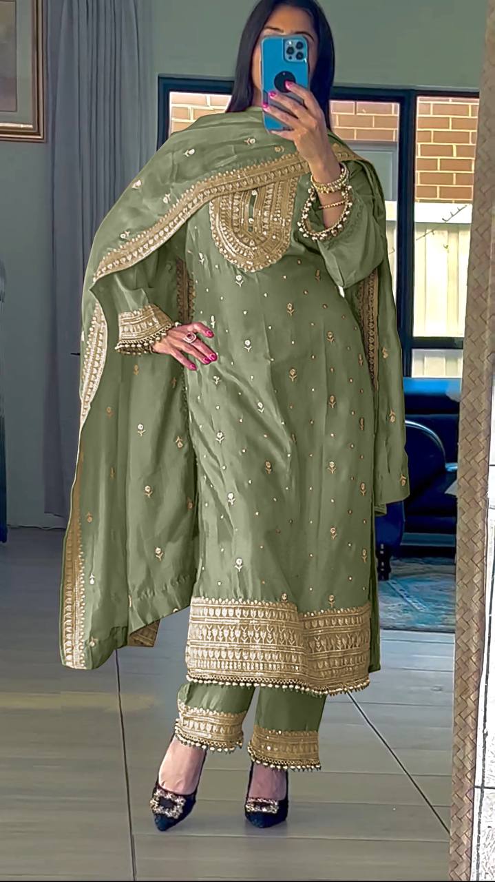 Elegant Designer Collection in Heavy Chinnon Silk and Embroidery Sequence Work