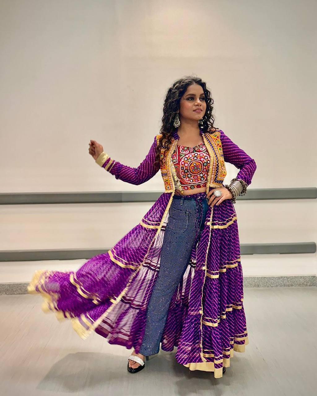 Purple Navratri Shrug
