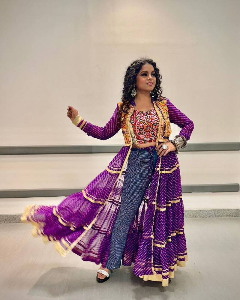 Purple Navratri Shrug
