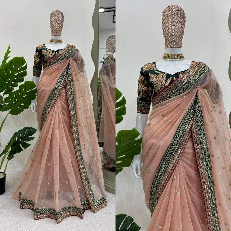 Mono Banglori silk blouse
Festive saree