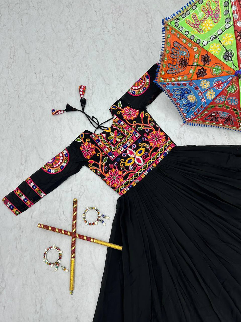 Navratri Special Black Gamathi Work Gown