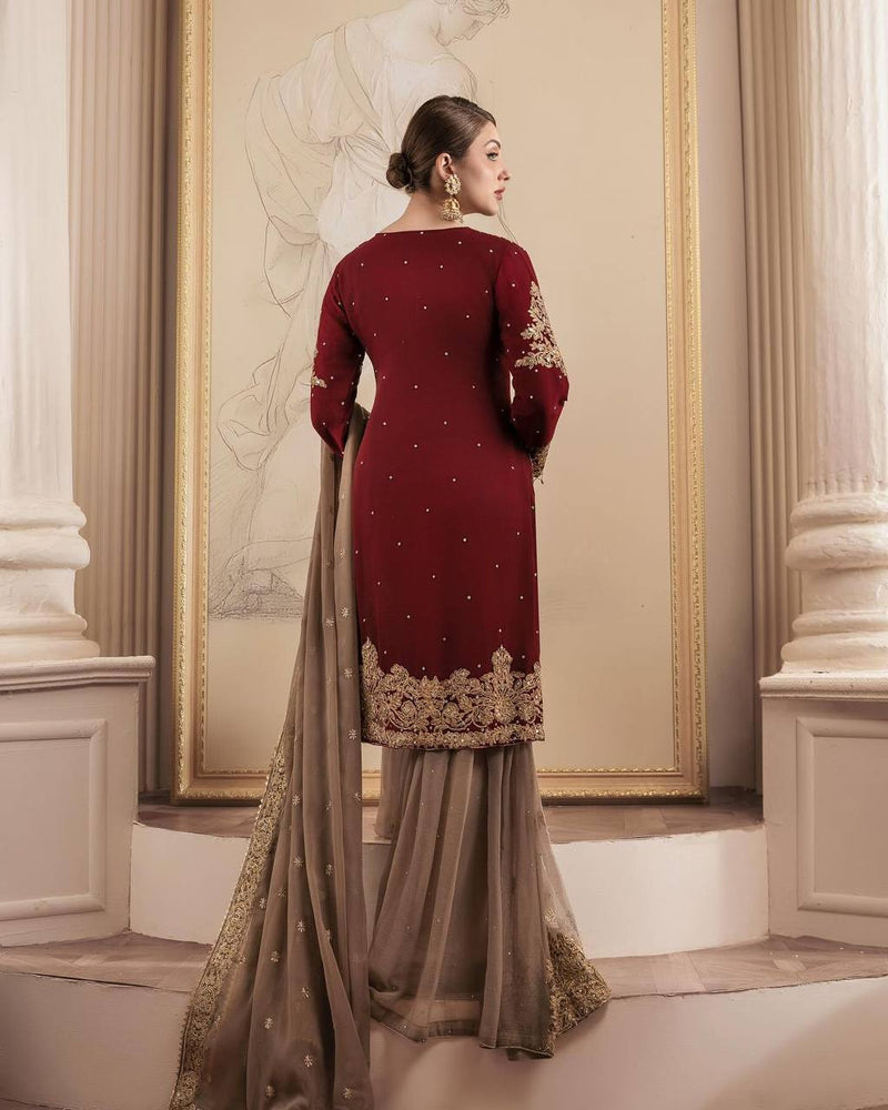 Designer Faux Georgette Suit with Sharara & Dupatta