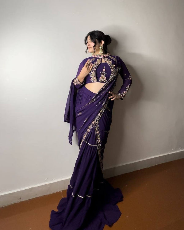 Wedding Season Special: Fancy Party Wear Faux Georgette Lehenga Saree