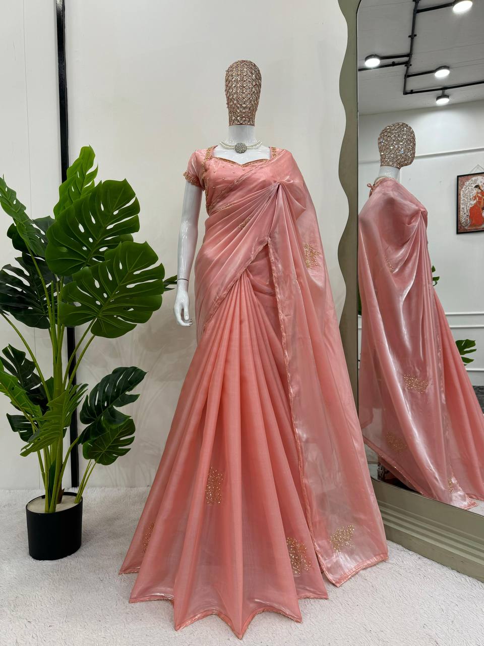 Designer Jimmy Chu Silk Saree with Intricate Hand Work