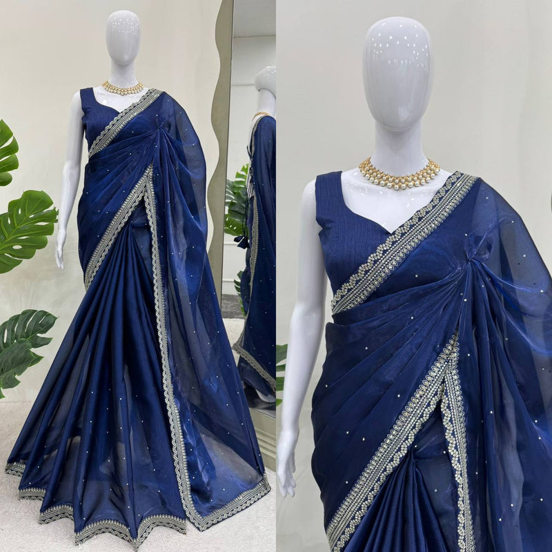 Luxurious Heavy Organza Silk Designer Saree with Thread & Sequence Work