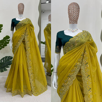 Elegant Designer Crunchy Silk Saree