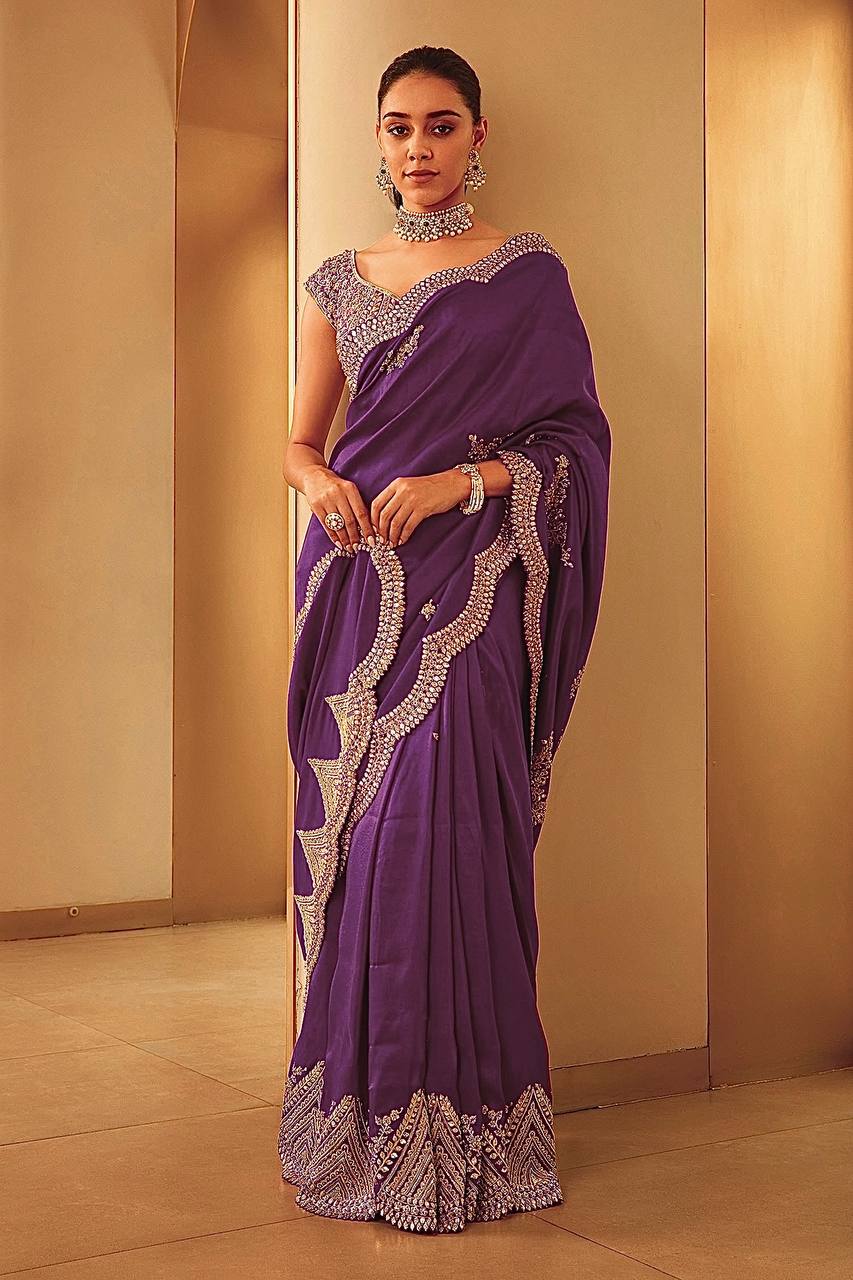 Elegant Two-Tone Vichitra Silk Saree Collection