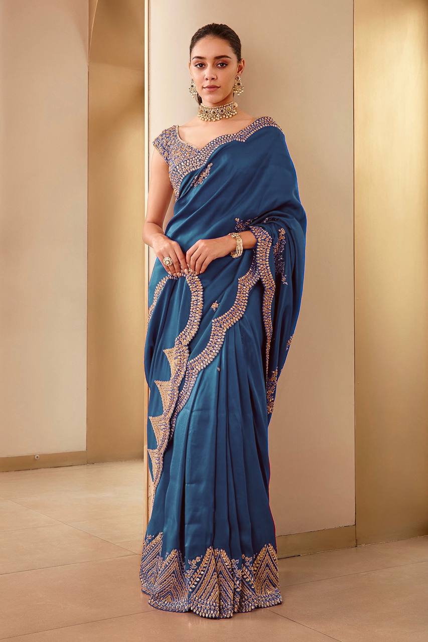 Elegant Two-Tone Vichitra Silk Saree Collection