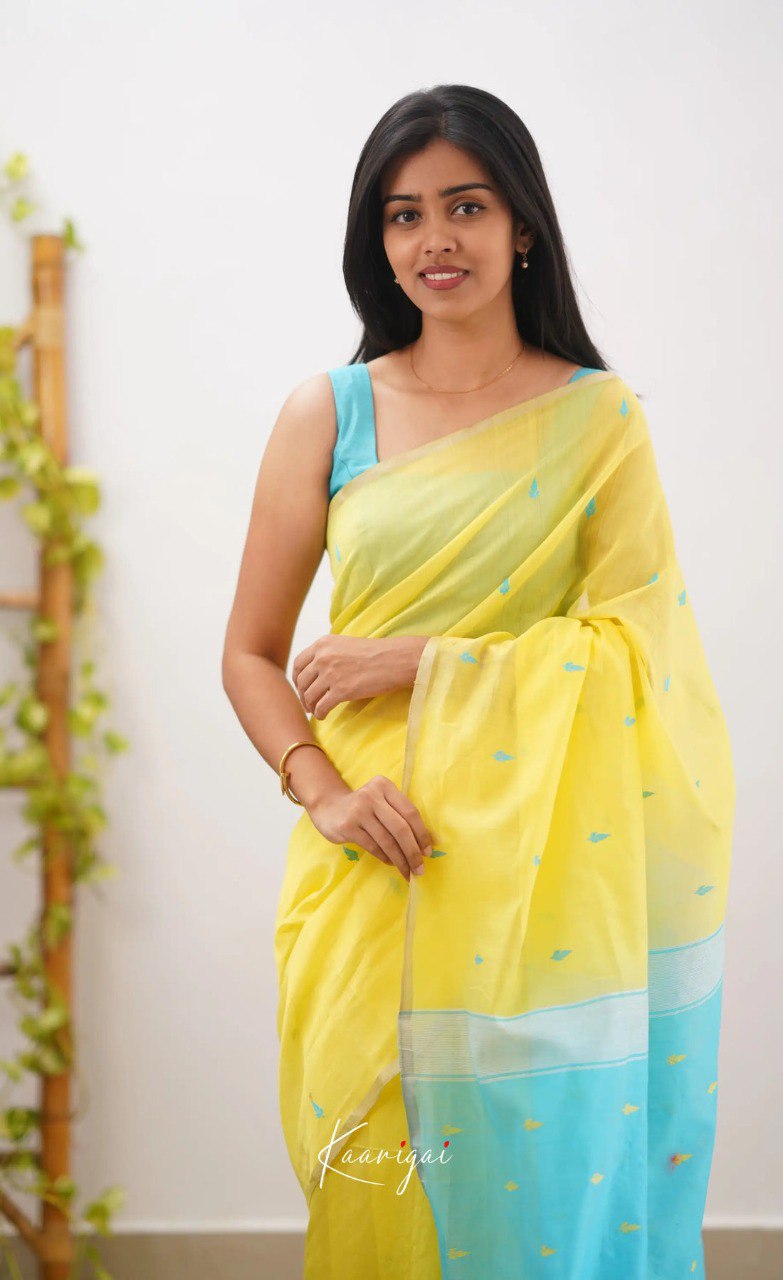 Elegant Contrast Jacquard Lilan Slab Cotton Saree