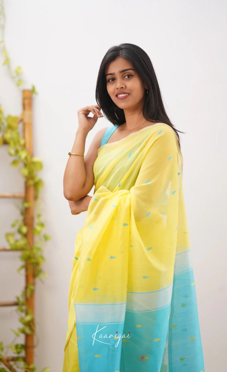Elegant Contrast Jacquard Lilan Slab Cotton Saree