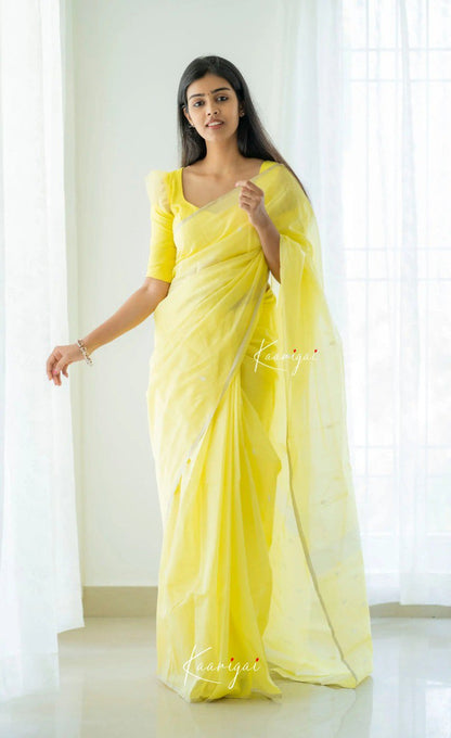 Elegant Contrast Jacquard Lilan Slab Cotton Saree