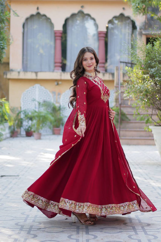 Shine in Style – Premium Sequins Embroidered Gown with Dupatta