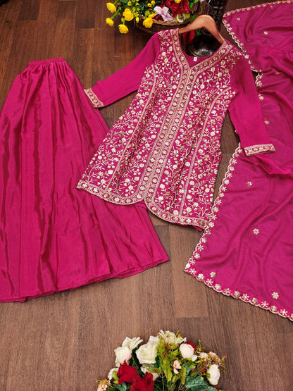 Chinon Embroidered Sharara Set
