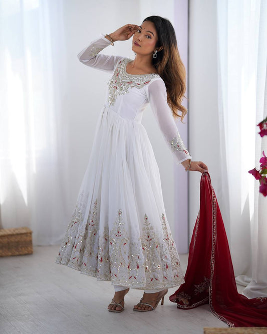 Heavy Designer Party Wear Gown with Dupatta – Multy Thread Embroidery & Sequence Work