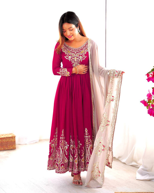 Heavy Designer Party Wear Gown with Dupatta – Multy Thread Embroidery & Sequence Work