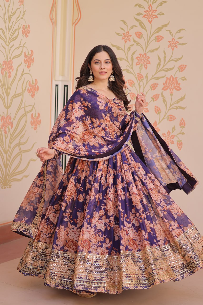 Premium Designer Readymade Gown with Dupatta