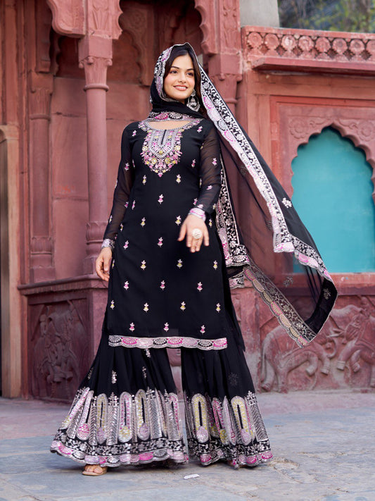 Sharara Set with Heavy Thread & Sequin Work