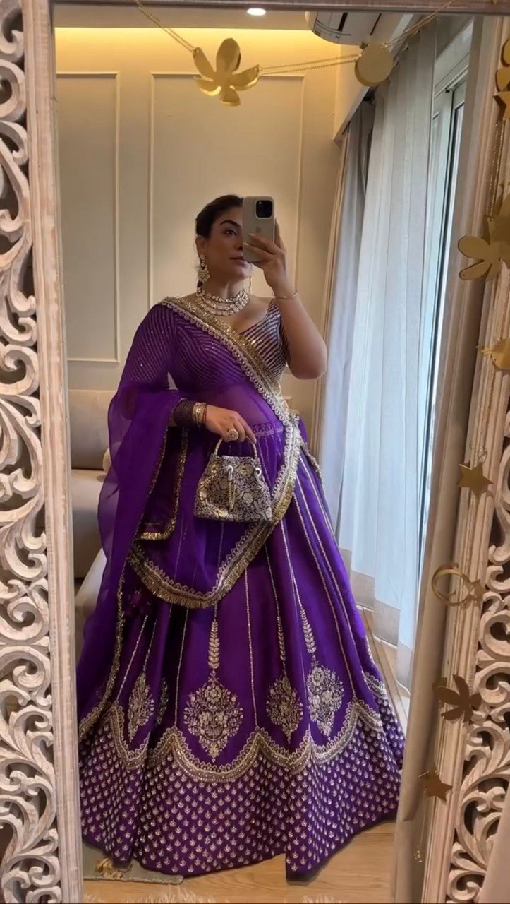 Elegant Chinon Silk Lehenga Set with Heavy Sequins Work