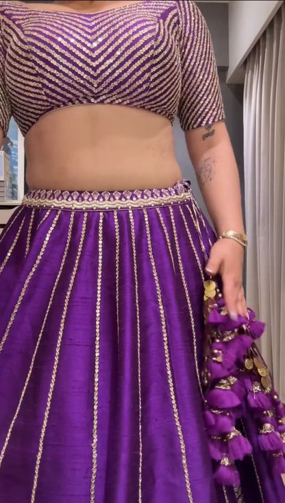 Elegant Chinon Silk Lehenga Set with Heavy Sequins Work
