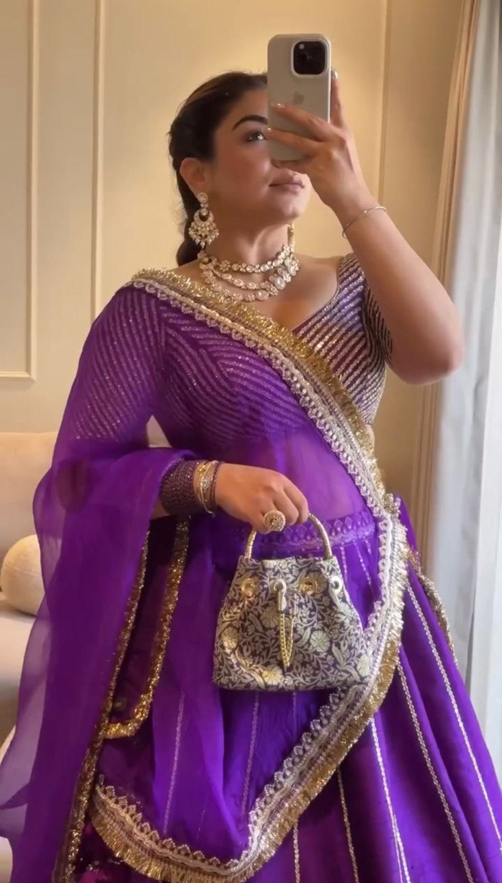 Elegant Chinon Silk Lehenga Set with Heavy Sequins Work