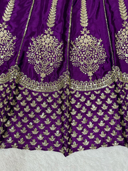 Elegant Chinon Silk Lehenga Set with Heavy Sequins Work