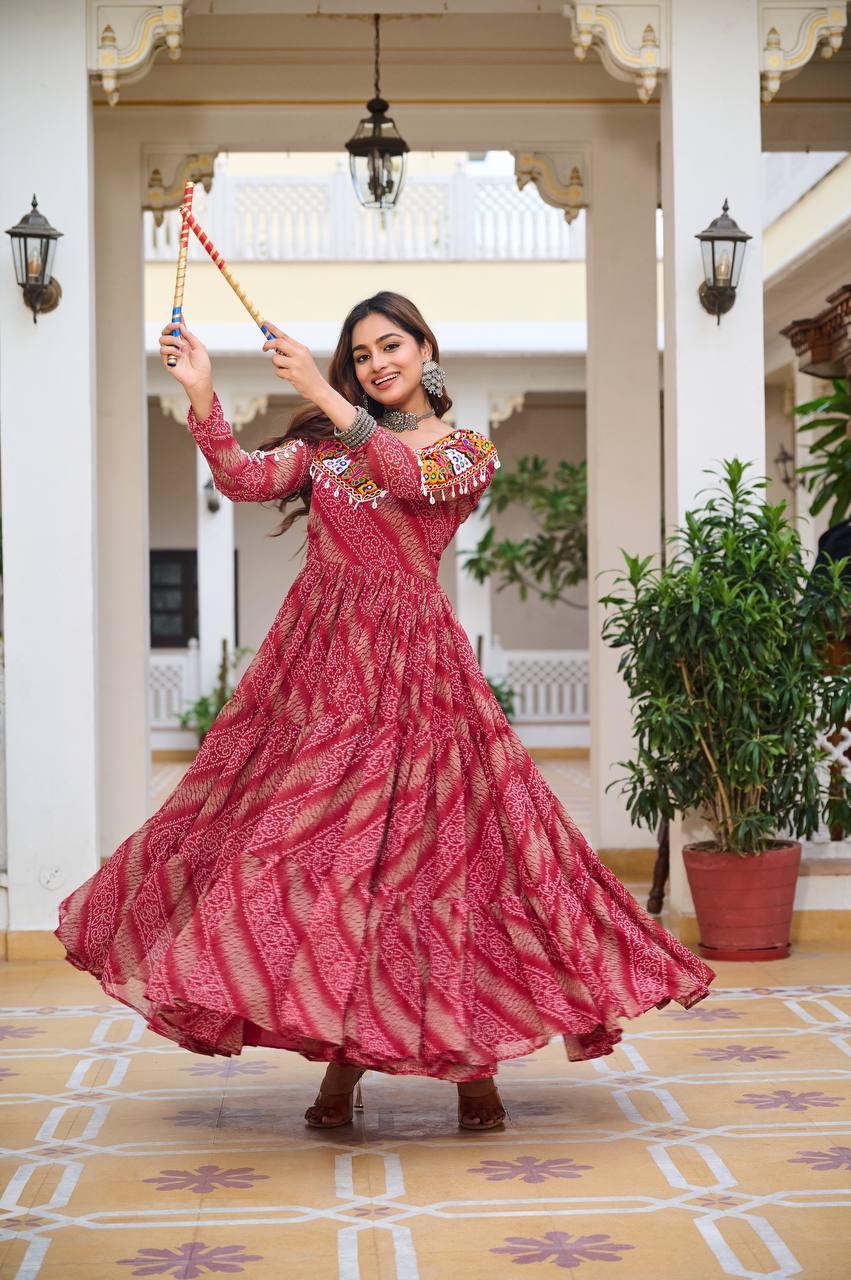 Navratri Special 9 Meter Gamathi Work Gown