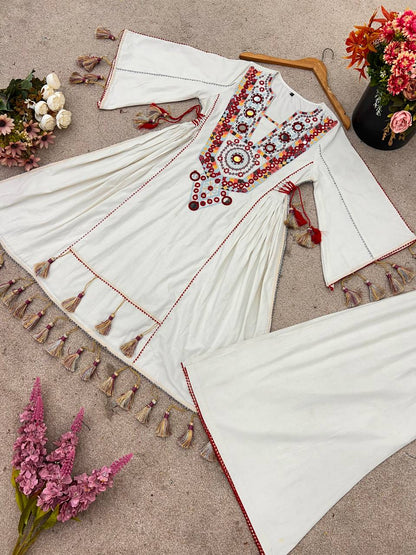 Premium Khadi Cotton Co-ord Set with Embroidery & Mirror Work