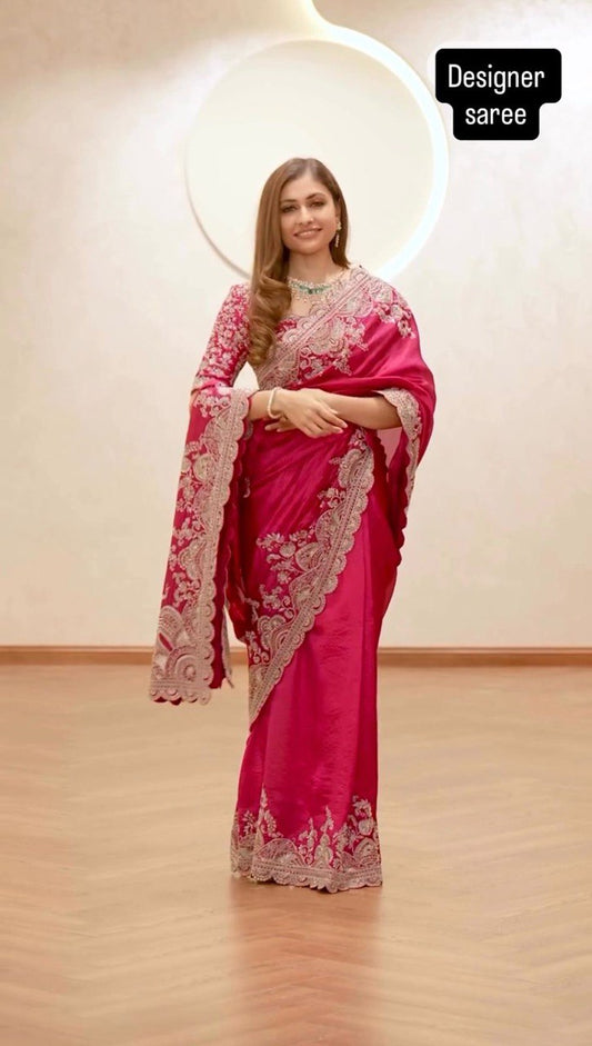 Elegant Vichitra Silk Saree with Coding & Sequin Work
