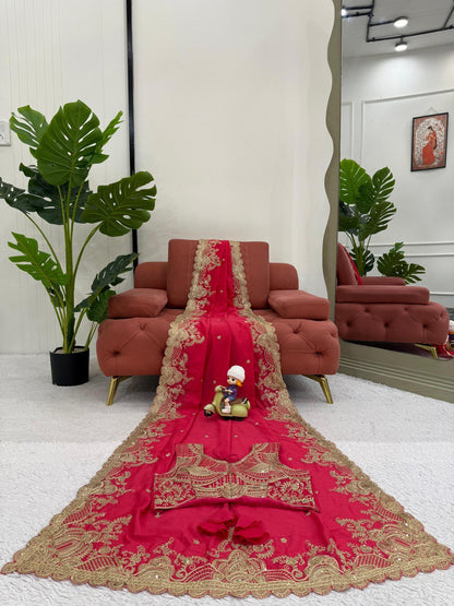 Elegant Vichitra Silk Saree with Coding & Sequin Work