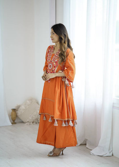 Premium Khadi Cotton Co-ord Set with Embroidery & Mirror Work