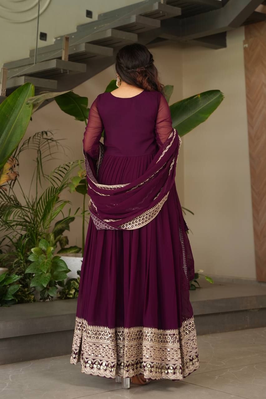 Fox Georgette Heavy Embroidered Gown with Dupatta