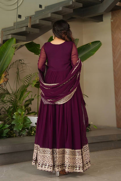 Fox Georgette Heavy Embroidered Gown with Dupatta