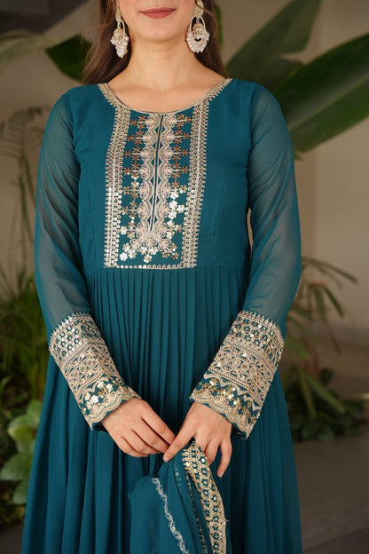 Fox Georgette Heavy Embroidered Gown with Dupatta