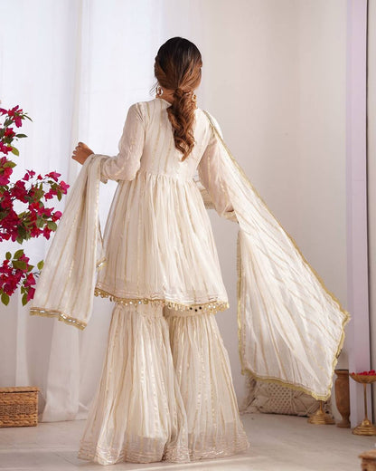 Mal Chanderi Salwar Suit with Real Mirror Handwork