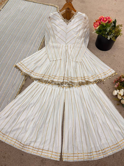 Mal Chanderi Salwar Suit with Real Mirror Handwork