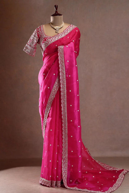 Designer Tibby Silk Saree with Sequence Work
