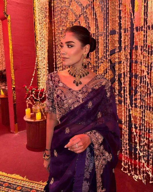 Pure Rangoli Silk Saree with Heavy Coding Embroidery & Cutwork Border