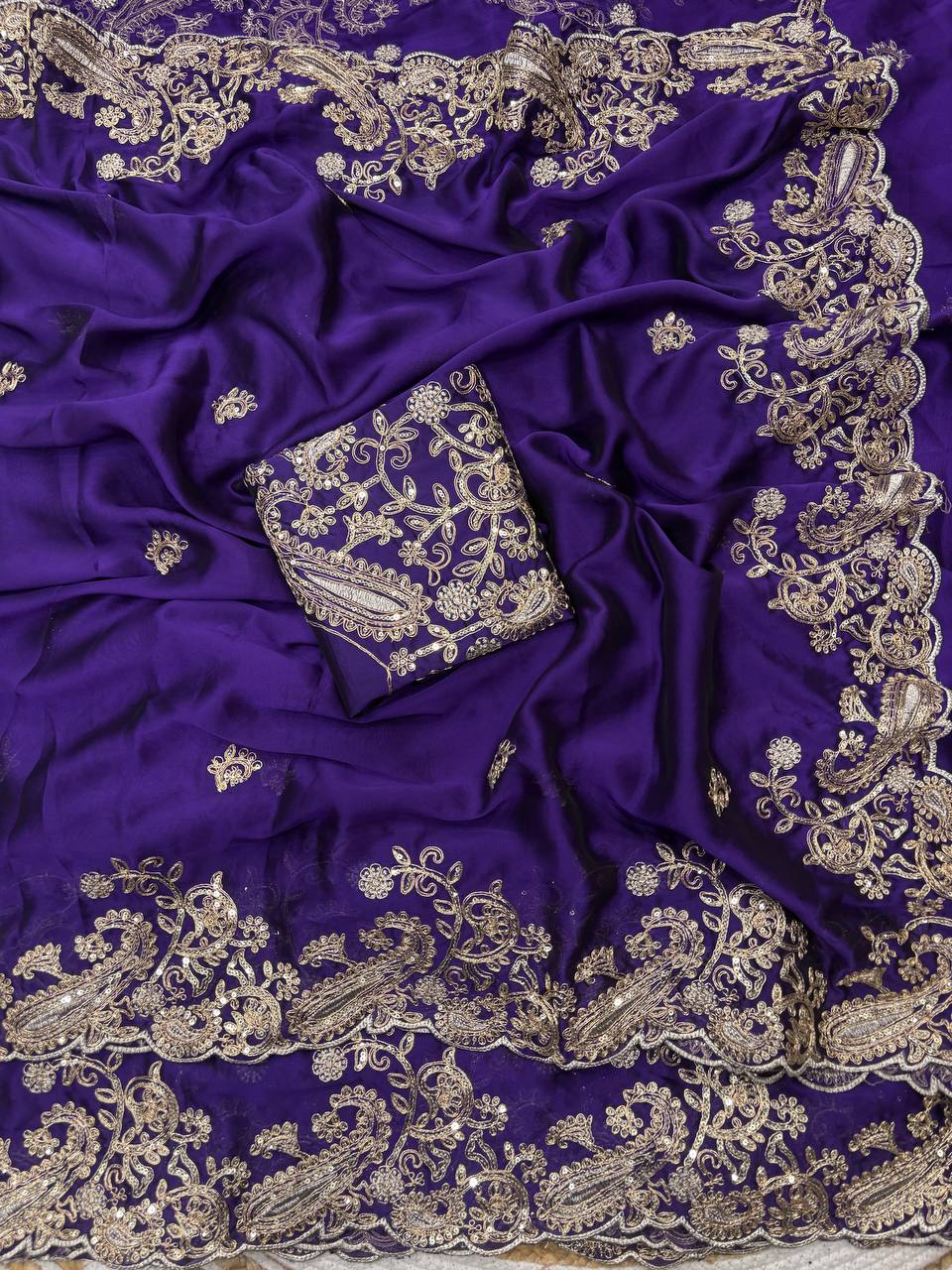 Pure Rangoli Silk Saree with Heavy Coding Embroidery & Cutwork Border