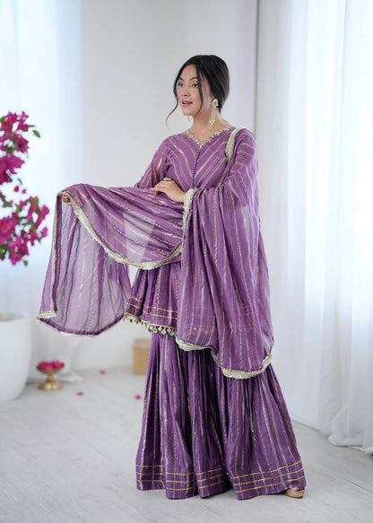 Mal Chanderi Salwar Suit with Real Mirror Handwork