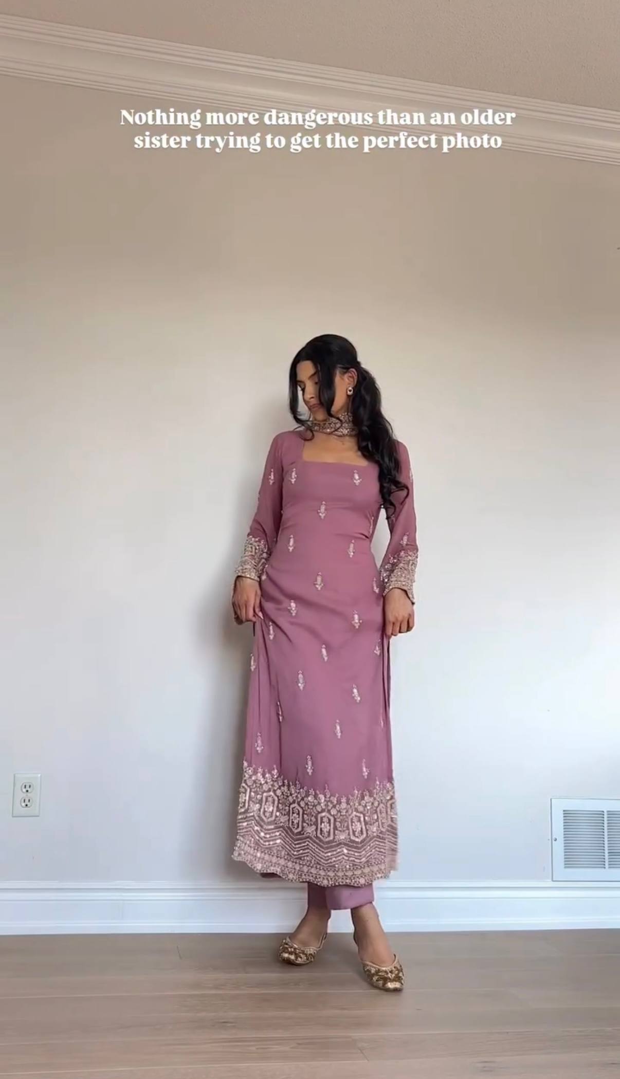 Faux Georgette Embroidered Kurti Set with Dupatta & Pant