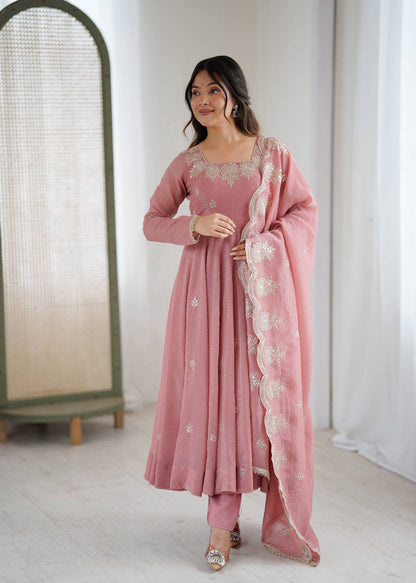 Crunchy Silk Embroidered Gown Set