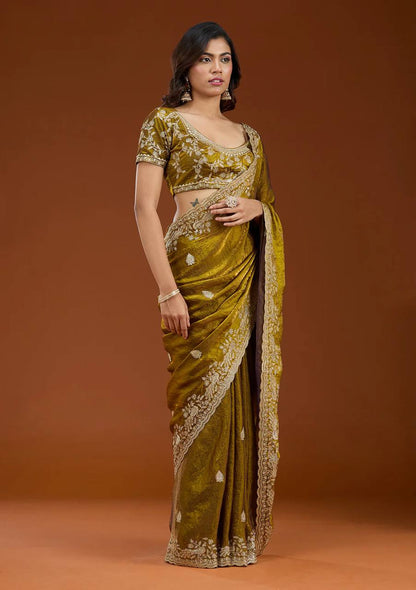 Soft Space Silk Saree Sequins Embroidery and Designer Blouse