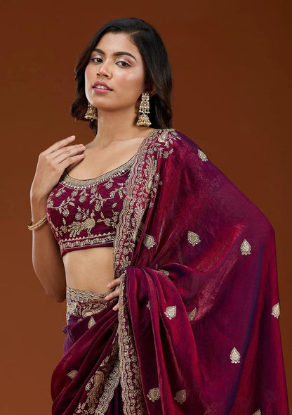 Soft Space Silk Saree Sequins Embroidery and Designer Blouse