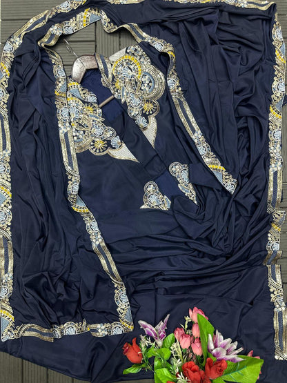 Trending Ready-to-Wear Embroidered Saree with Full Koti Jacket