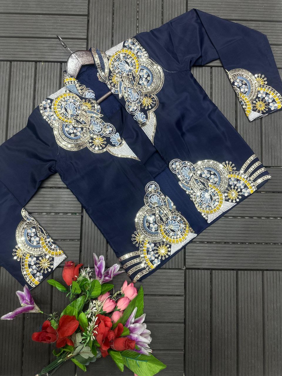 Trending Ready-to-Wear Embroidered Saree with Full Koti Jacket