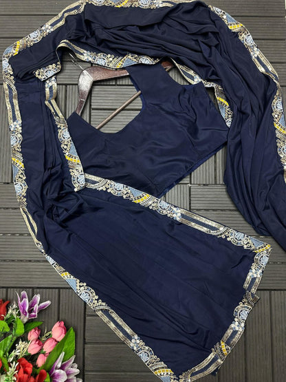 Trending Ready-to-Wear Embroidered Saree with Full Koti Jacket