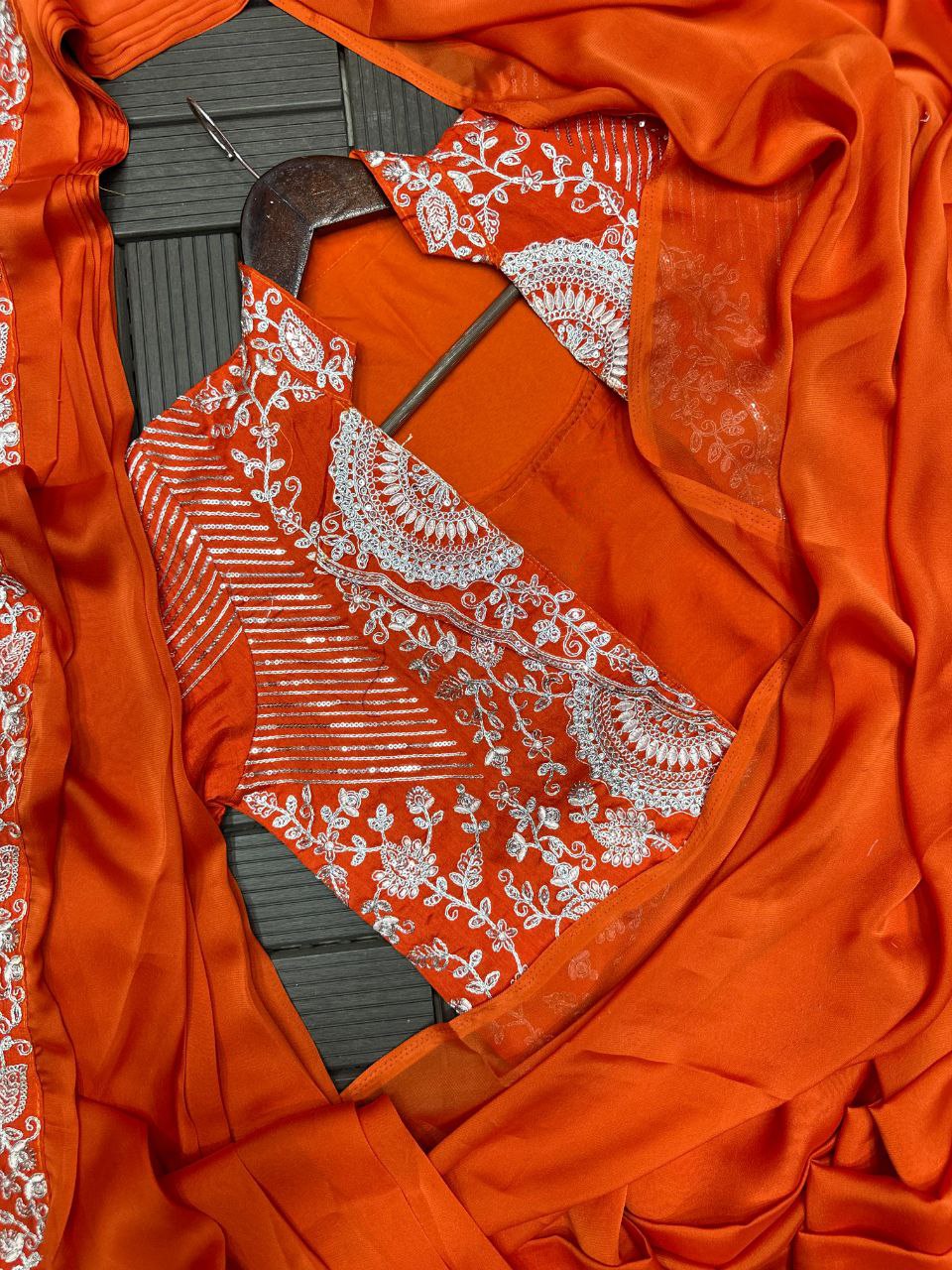 Ready-to-Wear Rangoli Saree with Embroidered Full Koti Jacket