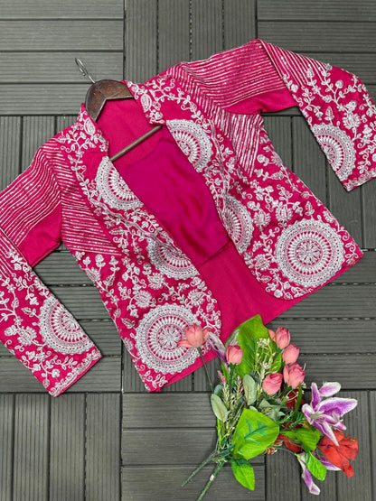 Ready-to-Wear Rangoli Saree with Embroidered Full Koti Jacket